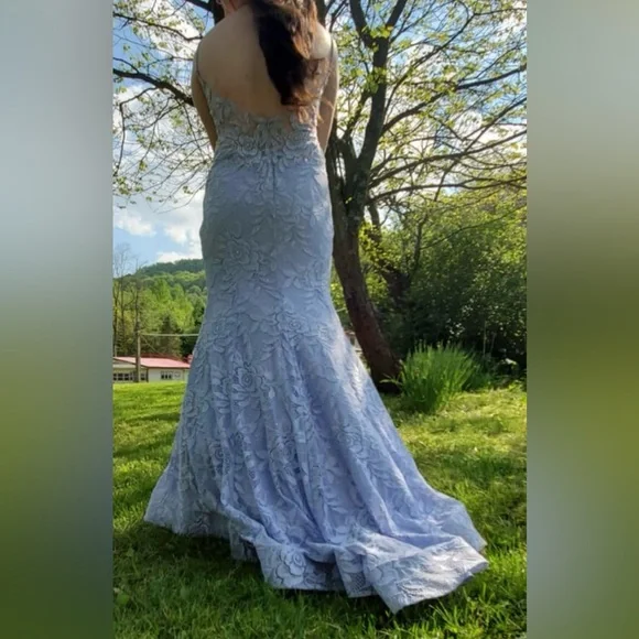 La Femme Lavender Lace Prom Dress - Picture 5 of 12